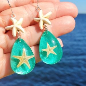Shimmer starfish Teardrop Earring